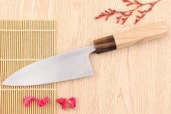 Couteau deba 15cm japonais artisanal Nakamura Kaishin Saku WS2 en magnolia