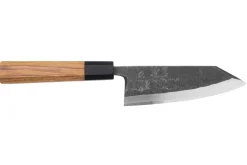 Couteau deba kiritsuke 15cm japonais artisanal Hatsukokoro Shirasagi manche en teck