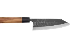 Couteau deba kiritsuke 18cm japonais artisanal Hatsukokoro Shirasagi manche en teck