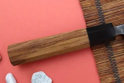 Couteau deba kiritsuke 18cm japonais artisanal Hatsukokoro Shirasagi manche en teck
