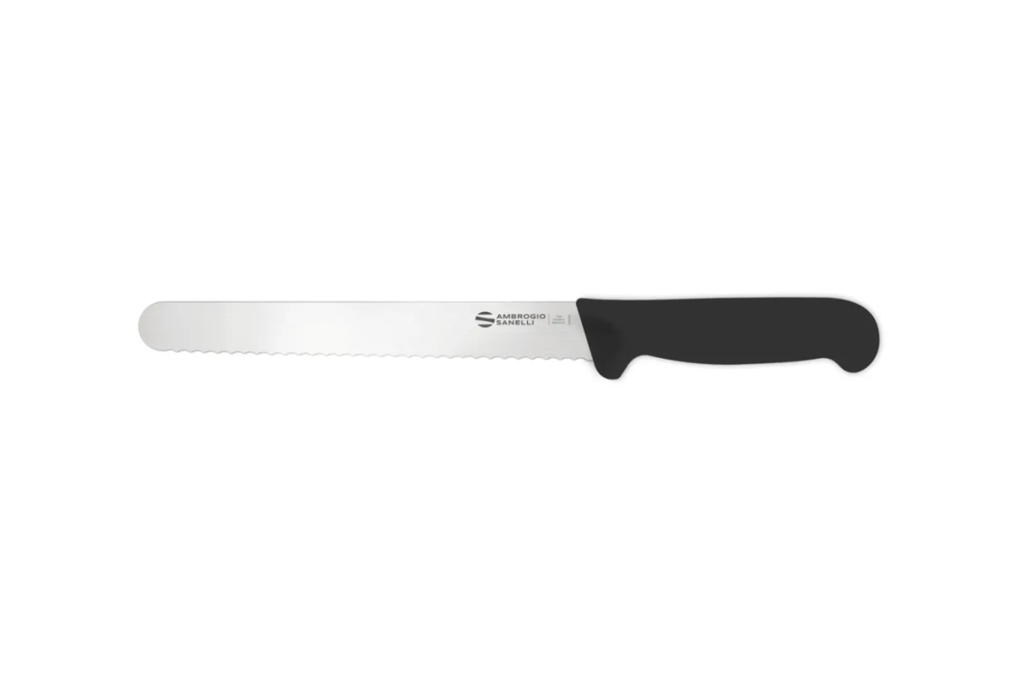 Couteau de boulanger professionnel Ambrogio Sanelli Supra noir lame dentée