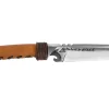 Couteau de chasse Wildsteer WILD0101P forgé lame tanto 11,5cm manche cuir clair + étui en cuir assorti + pierre à feu
