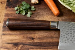 Couteau de chef chinois 17cm Fukito Ébène Damas martelé