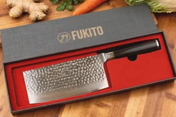Couteau de chef chinois 17cm Fukito Ébène Damas martelé