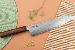 Couteau de chef 21cm japonais artisanal Yuzo Enju Damas 440C