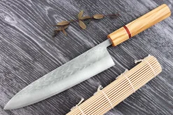 Couteau de chef 21cm japonais artisanal Yuzo SLD olivier et sequoia
