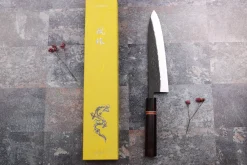 Couteau de chef 21cm japonais artisanal Yuzo Black SLD ébène et cognassier