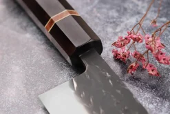 Couteau de chef 24cm japonais artisanal Yuzo Black SLD ébène et cognassier