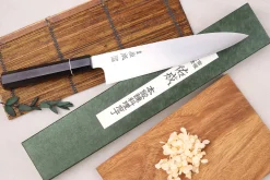 Couteau de chef 24cm japonais artisanal Sukenari ZDP-189 San Maï manche en ébène