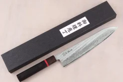 Couteau de chef 24cm japonais artisanal Wusaki Nawame AUS10 damas
