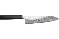 Couteau de chef 21cm japonais artisanal Hatsukokoro Ginga ATS-34 Damas ébène