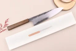 Couteau de chef 24cm japonais artisanal Hado Sumi B1D manche en chêne