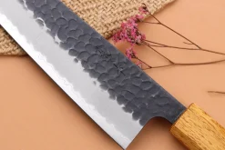 Couteau de chef 21cm japonais artisanal Yuzo Black AS chêne brûlé