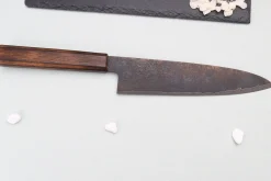 Couteau de chef 21cm japonais artisanal Nakamura Kaishin Ginsan Black Damas