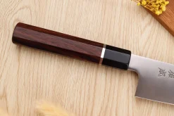 Couteau de chef 24cm japonais artisanal Sukenari SG2 San Maï manche en bois de rose