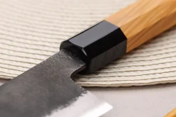 Couteau de chef 21cm japonais artisanal Hinoura Mutsumi Ajikataya Black Nashiji