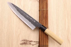 Couteau de chef 24cm japonais artisanal Sakai Kikumori Kikuzuki Kuro