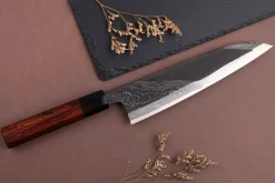 Couteau de chef 21cm japonais artisanal Hinoura Tsukasa River Jump manche bois de fer