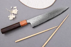 Couteau de chef 21cm japonais artisanal Toshihiro Wakui Aogami 2 damas laminé