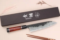 Couteau de chef 21cm japonais artisanal Kisuke Manaka Enn en cognassier avec 2 anneaux SECONDE VIE
