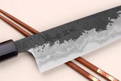 Couteau de chef 21cm japonais artisanal Kisuke Manaka Enn en cognassier avec 2 anneaux SECONDE VIE