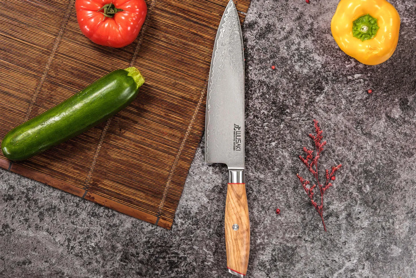 Couteau de chef 20cm Wusaki Fujiko 10CR damas