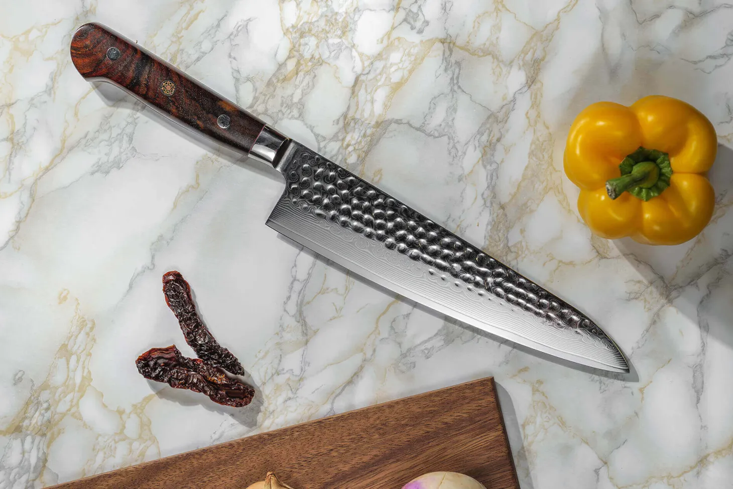 Couteau de chef Fukito Rosewood Damas 67 couches 21cm