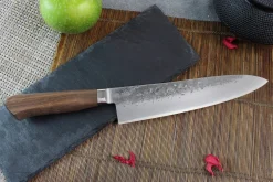 Couteau de chef japonais artisanal Wusaki Nogami BS2 21cm manche en noyer