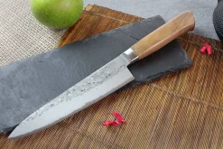 Couteau de chef japonais artisanal Wusaki Nogami BS2 18cm manche noyer