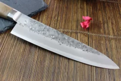 Couteau de chef japonais artisanal Wusaki Nogami BS2 18cm manche noyer