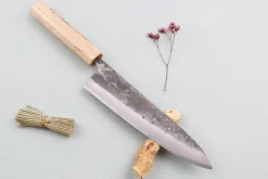 Couteau de chef japonais artisanal Wusaki Nakata Erable BS2 21cm manche érable