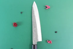 Couteau de chef japonais artisanal Wusaki Nakata BS2 21cm manche en noyer