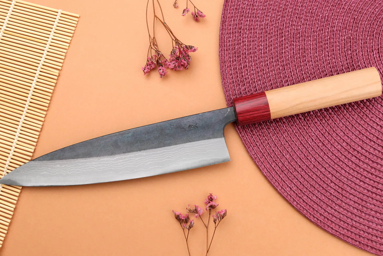 Couteau de chef japonais artisanal Wusaki Yuzo BS2 damas 21cm
