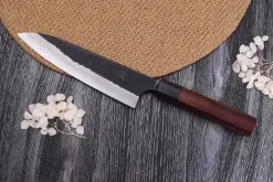 Couteau de chef japonais artisanal Nao Yamamoto Damas AS brut de forge 18cm