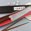 Couteau de chef japonais artisanal Wusaki Unagi AUS10 damas 24cm manche chêne