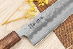 Couteau de chef japonais artisanal Wusaki Yoshi G3 chêne 24cm