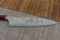 Couteau de chef japonais artisanal Yoshimi Kato 21cm VG10 Nickel Damascus cerisier
