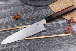 Couteau de chef japonais artisanal haut de gamme Yoshikazu Ikeda damas Blue Steel 1 21cm