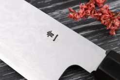 Couteau de chef japonais artisanal haut de gamme Yoshikazu Ikeda damas Blue Steel 1 21cm