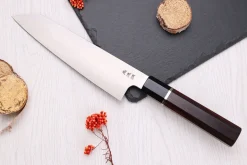 Couteau de chef kiritsuke 21cm japonais artisanal Sukenari HAP40 San Maï manche en bois de rose