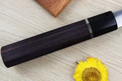 Couteau de chef kiritsuke 24cm japonais artisanal Sukenari SG2 San Maï manche en bois de rose