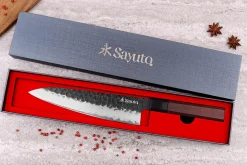 Couteau de chef Sayuto Séquoia San Mai martelé 21cm