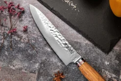 Couteau de chef Wusaki Damas 10Cr 20cm manche en olivier