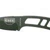 Couteau de cou Esee Candiru CAN-OD lame acier carbone 5,1cm manche en acier vert + étui