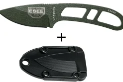 Couteau de cou Esee Candiru CAN-OD lame acier carbone 5,1cm manche en acier vert + étui
