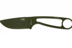Couteau de cou Esee Izula IZULA-OD lame acier carbone 6,2cm manche ajouré acier vert olive + étui