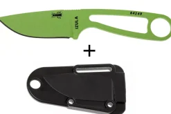 Couteau de cou Esee Izula Venom Green IZULA-VG lame acier carbone 6,7cm manche ajouré en acier + étui