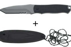 Couteau de cou Herbertz 103407 lame tanto 7cm manche polymère noir + étui