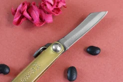 Couteau de poche Higonokami Kanetsune 4cm acier SK-5 manche laiton