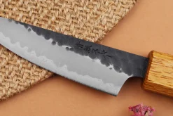Couteau d'office 8cm japonais artisanal Yuzo Black AS chêne brûlé